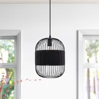 Glyph Industrial Pendant Light - Black, Iron & Paper Rope alternate view