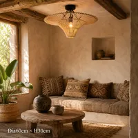 Flying Saucer Handwoven Ceiling Light - Natural, Rattan alternate view