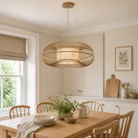 Glyph Round Pendant Light - Natural, Iron & PVC alternate view