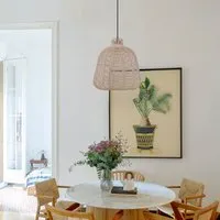 Round Pendant Light with Woven Design - Brown, Rattan alternate view