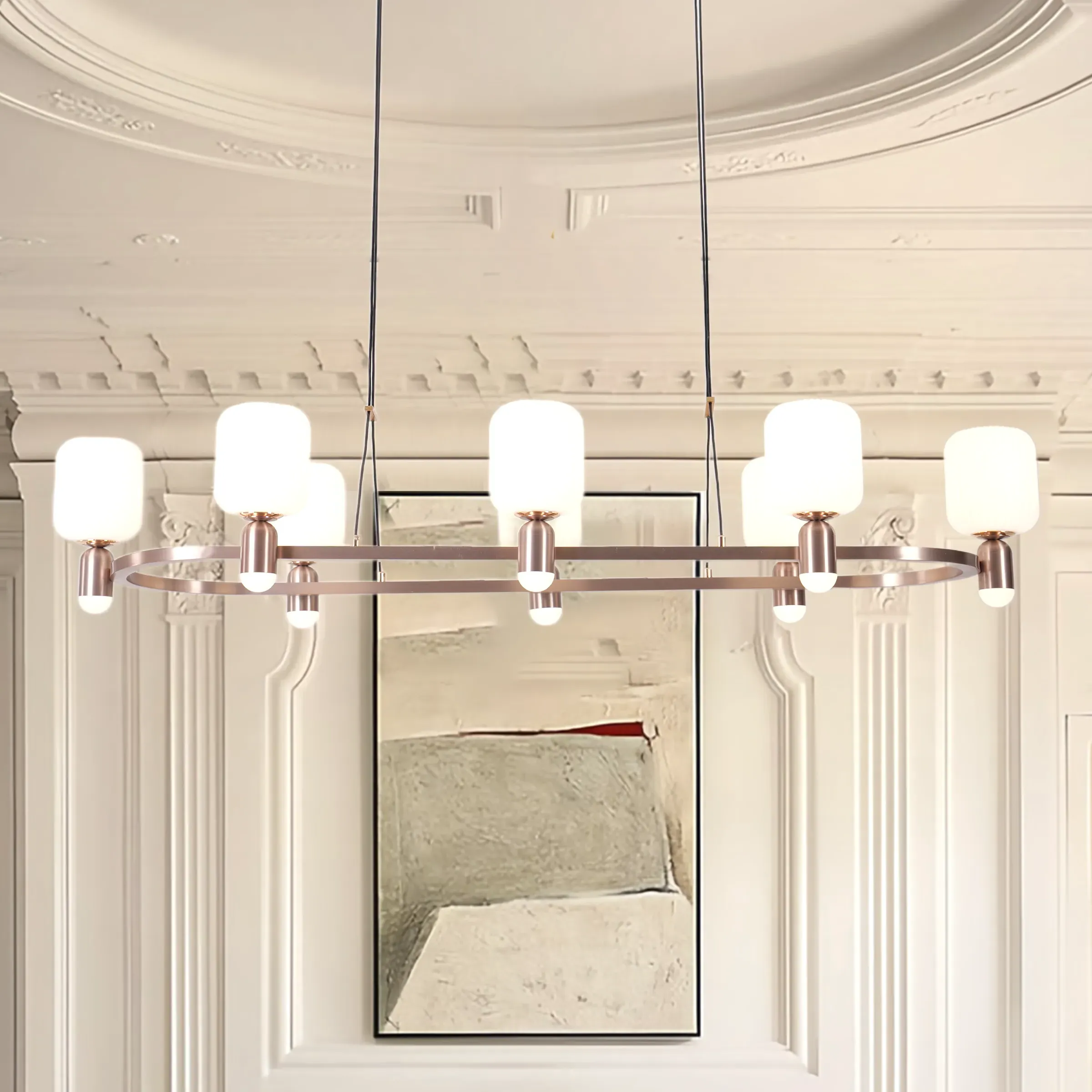 Sculptural Chandelier with LED - Bronze, Metal
