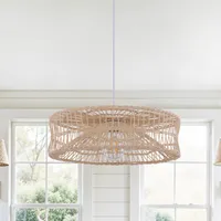 Shallow Round Pendant Light - Natural, Rattan alternate view