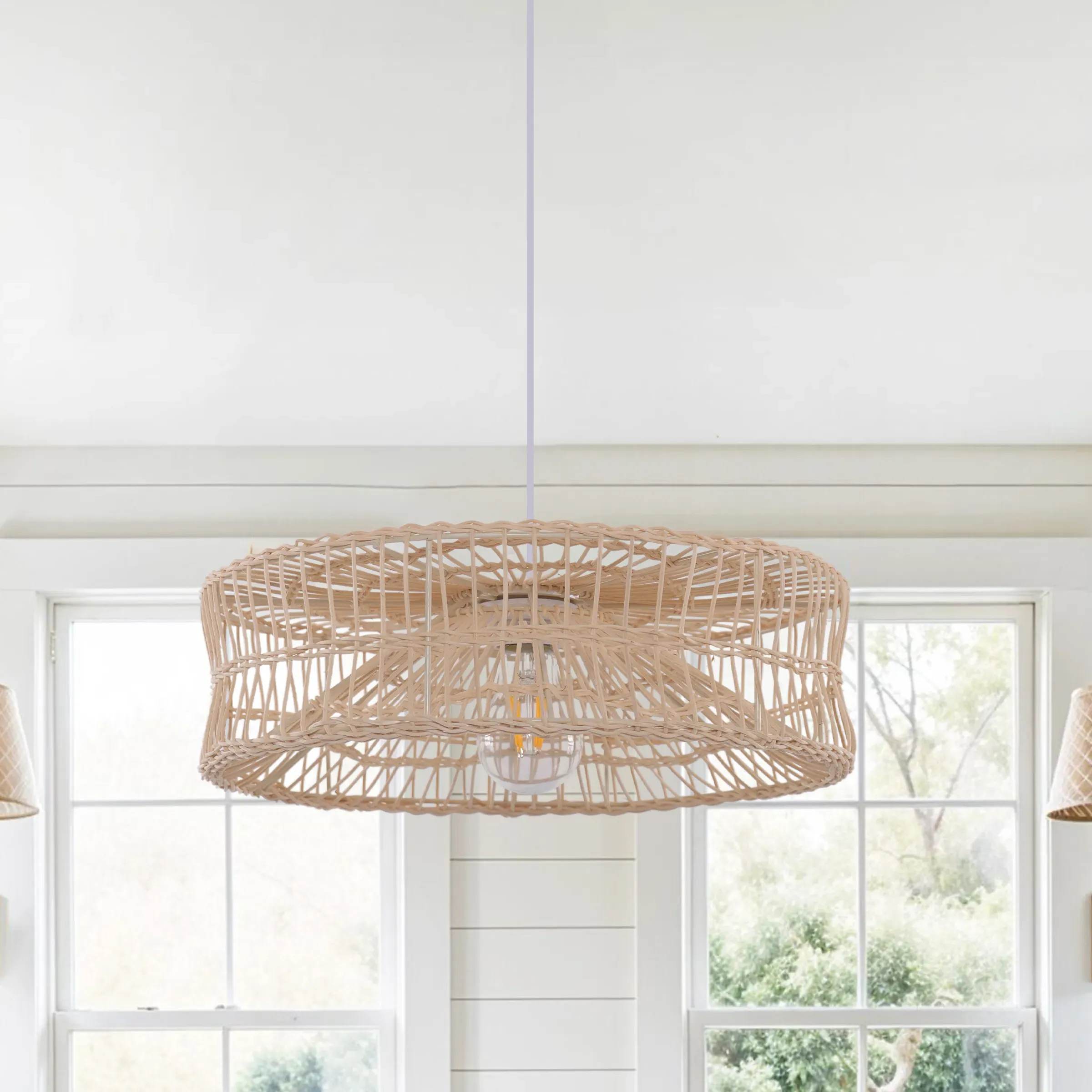 Shallow Pendant Light - Natural, Rattan
