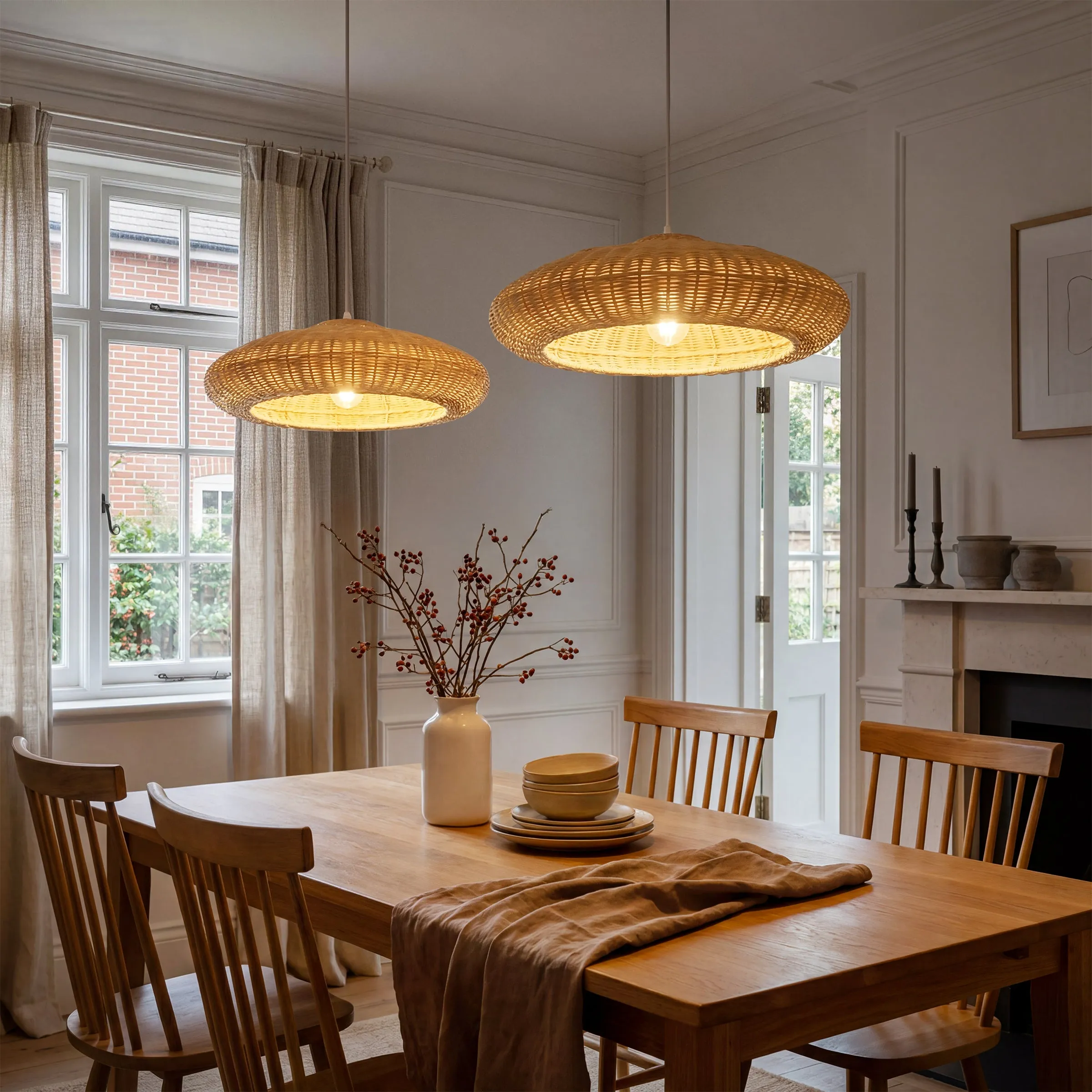 Shell-Shaped Rattan Pendant Light - Natural, Rattan product