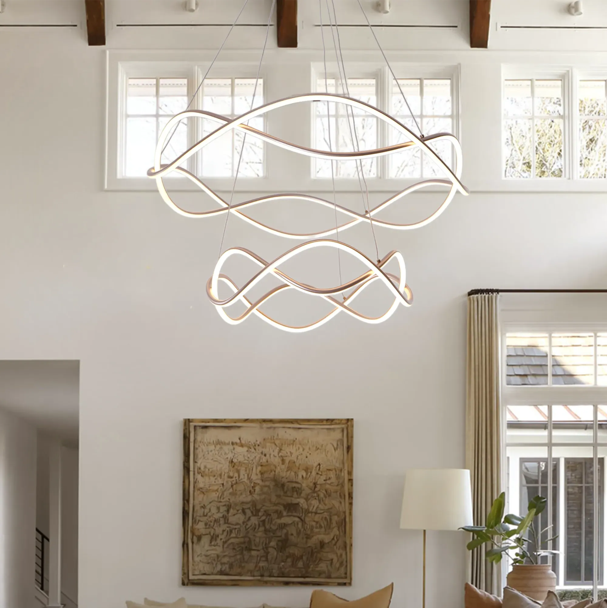 Spiral LED Pendant Light Dimmable - Red, Aluminum image