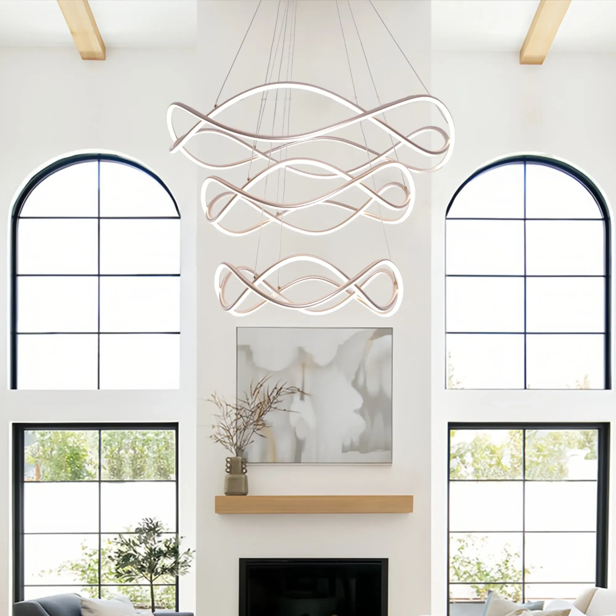 Spiral LED Pendant Light Dimmable - Red, Aluminum