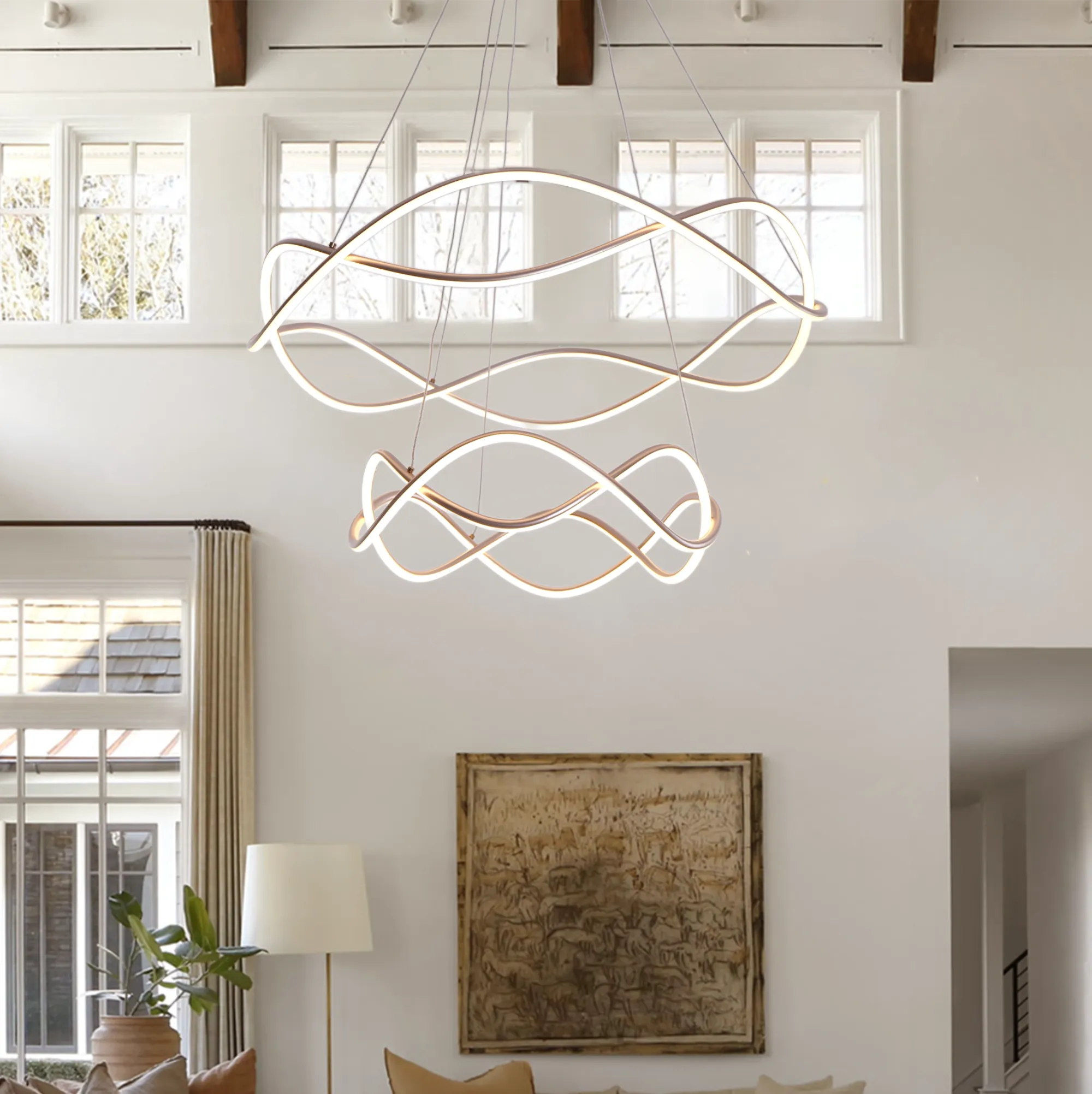 Spiral LED Pendant Light Dimmable - Red, Aluminum