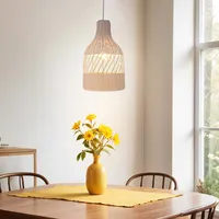 Spiral Open-Weave Pendant Light - White, Rattan alternate view