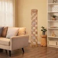 Square Hollow Rattan Floor Lamp - Natural, Iron & Rattan alternate view