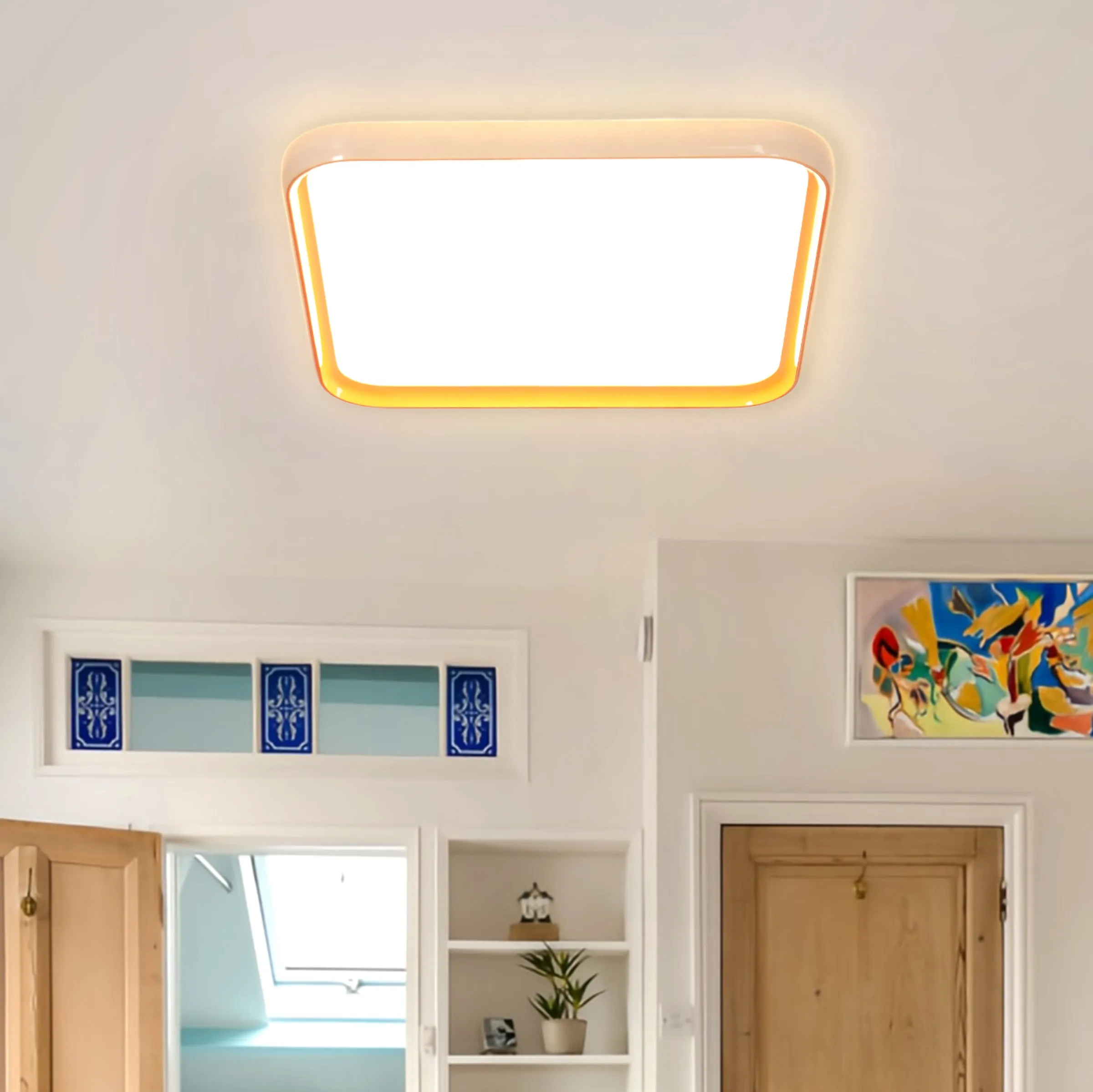 Square LED Ceiling Light Dimmable - White, Metal