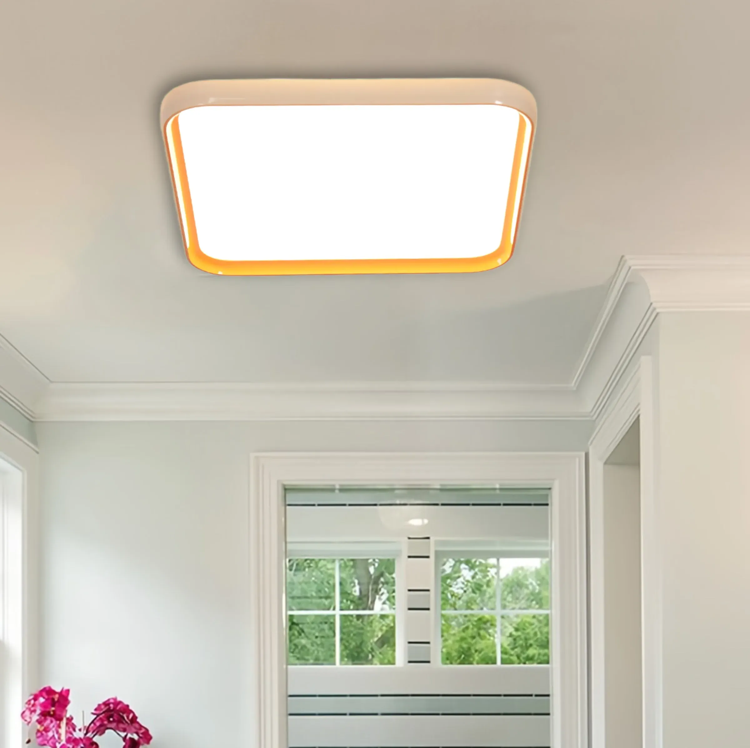 Square LED Ceiling Light Dimmable - White, Metal image