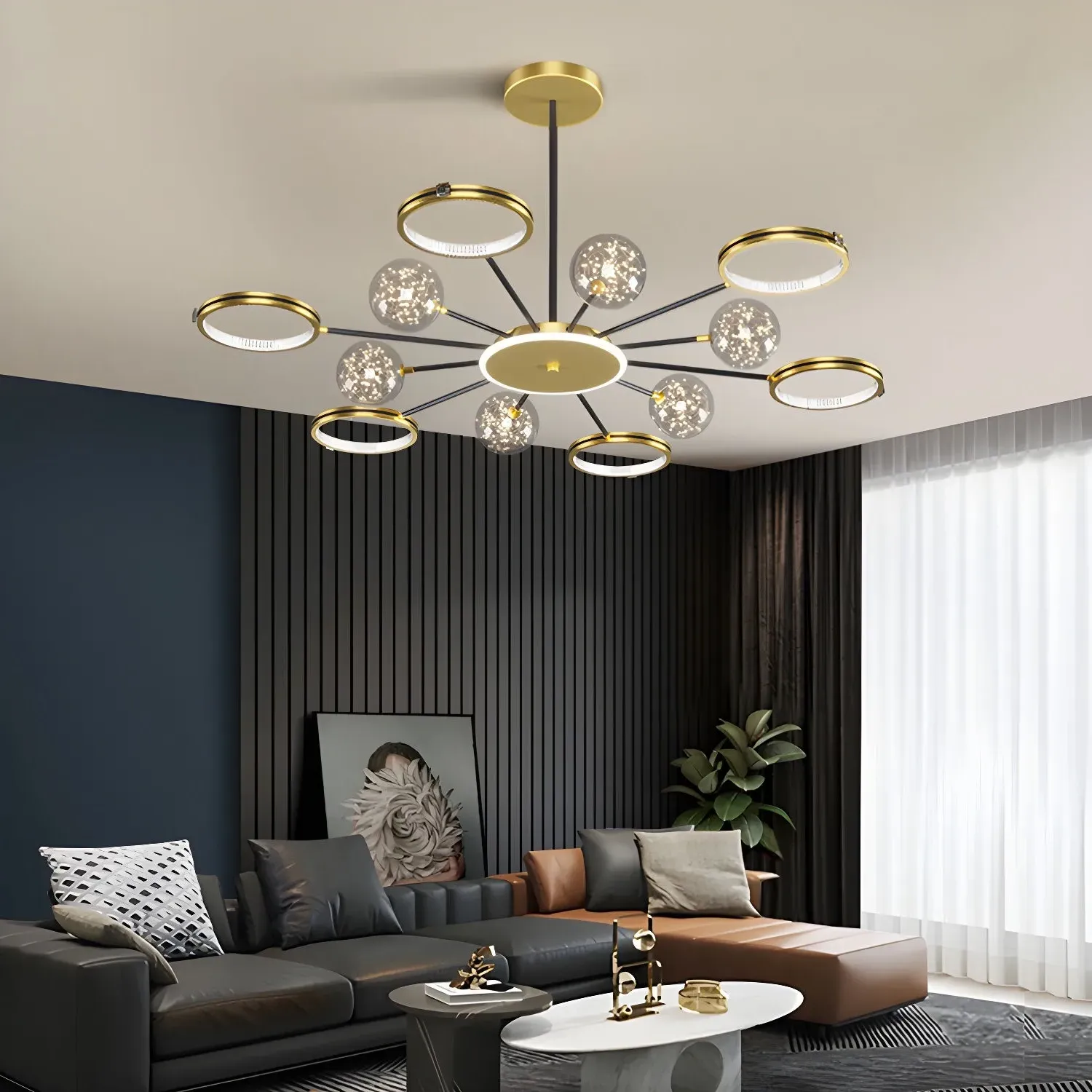 Star Pattern Ceiling Light - Black, Iron image