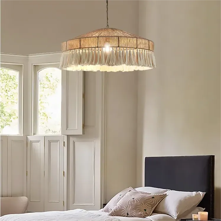 Tassel Pendant Light with Adjustable Height - Hemp