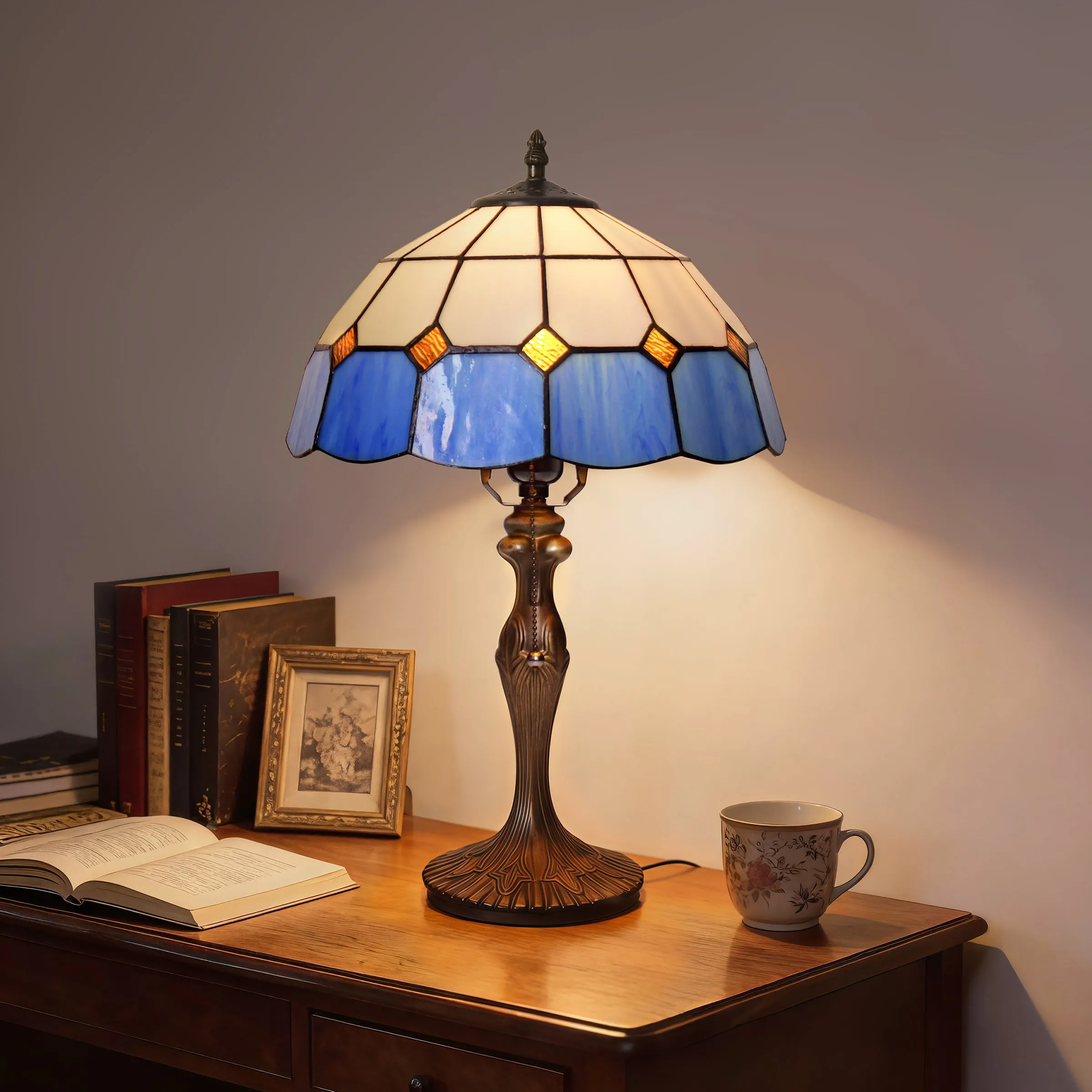 Tiffany Block Series Stained Glass Table Lamp - Glass, Resin product