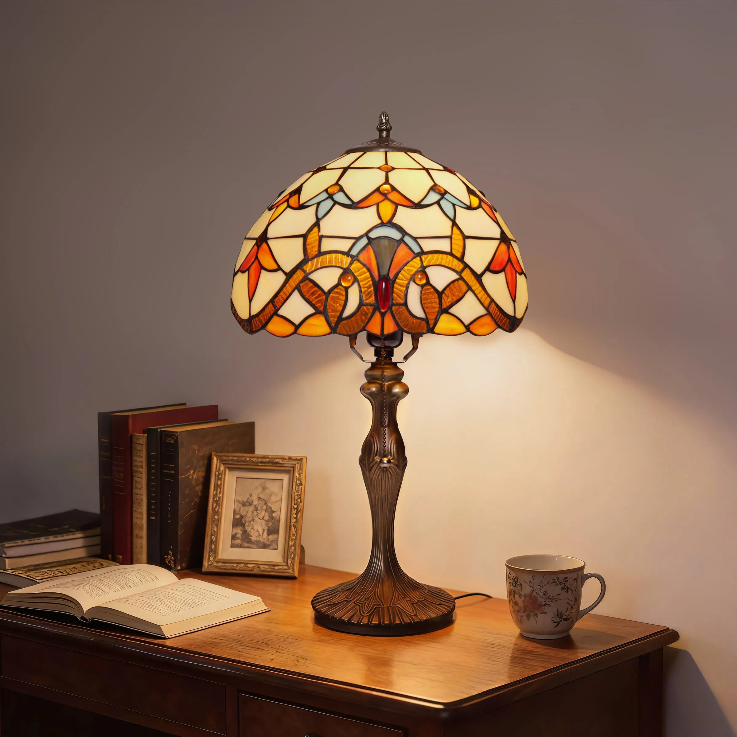 Tiffany Butterfly Series Stained Glass Table Lamp - Orange product