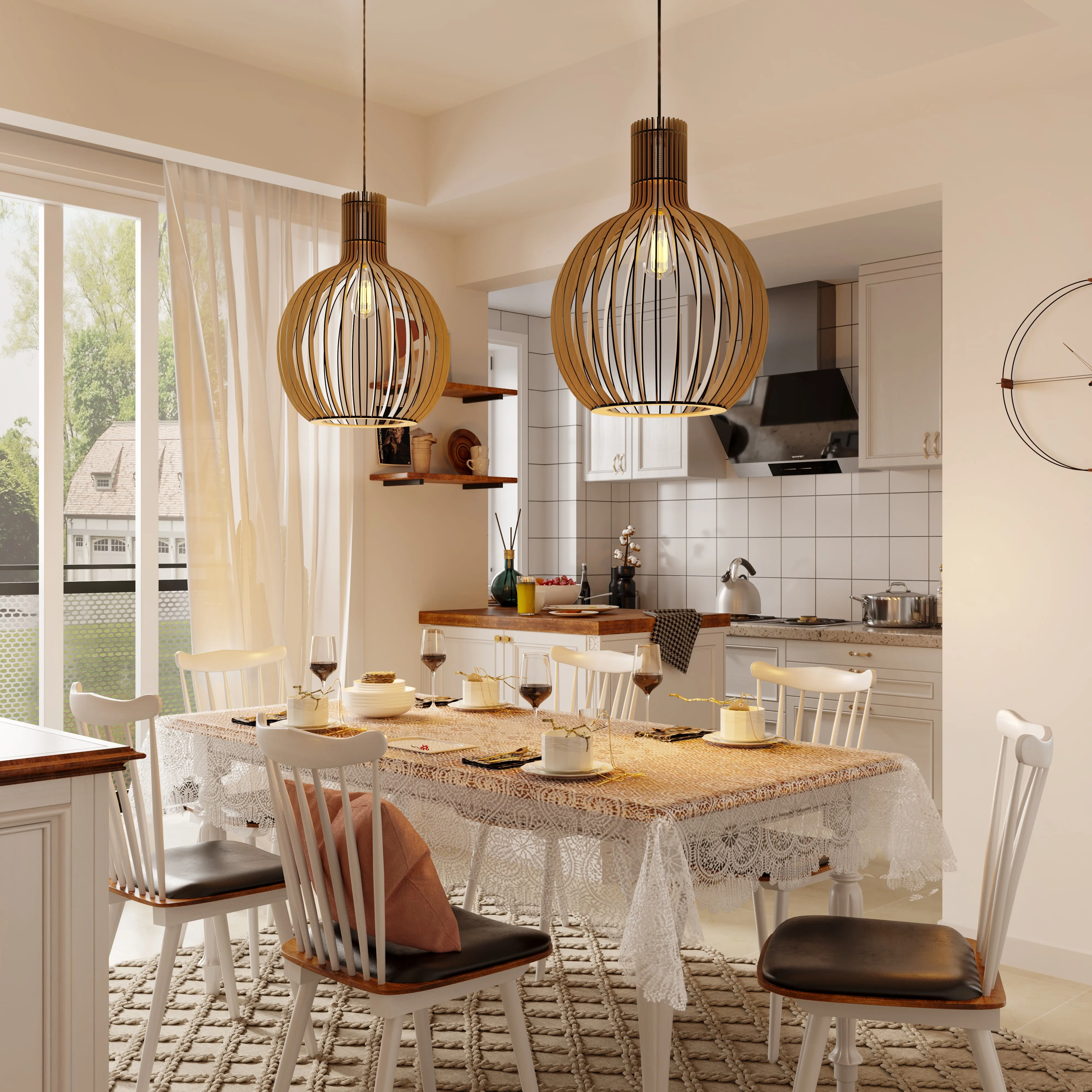 Tonka Scandinavian LED Wood Pendant Light - Natural product