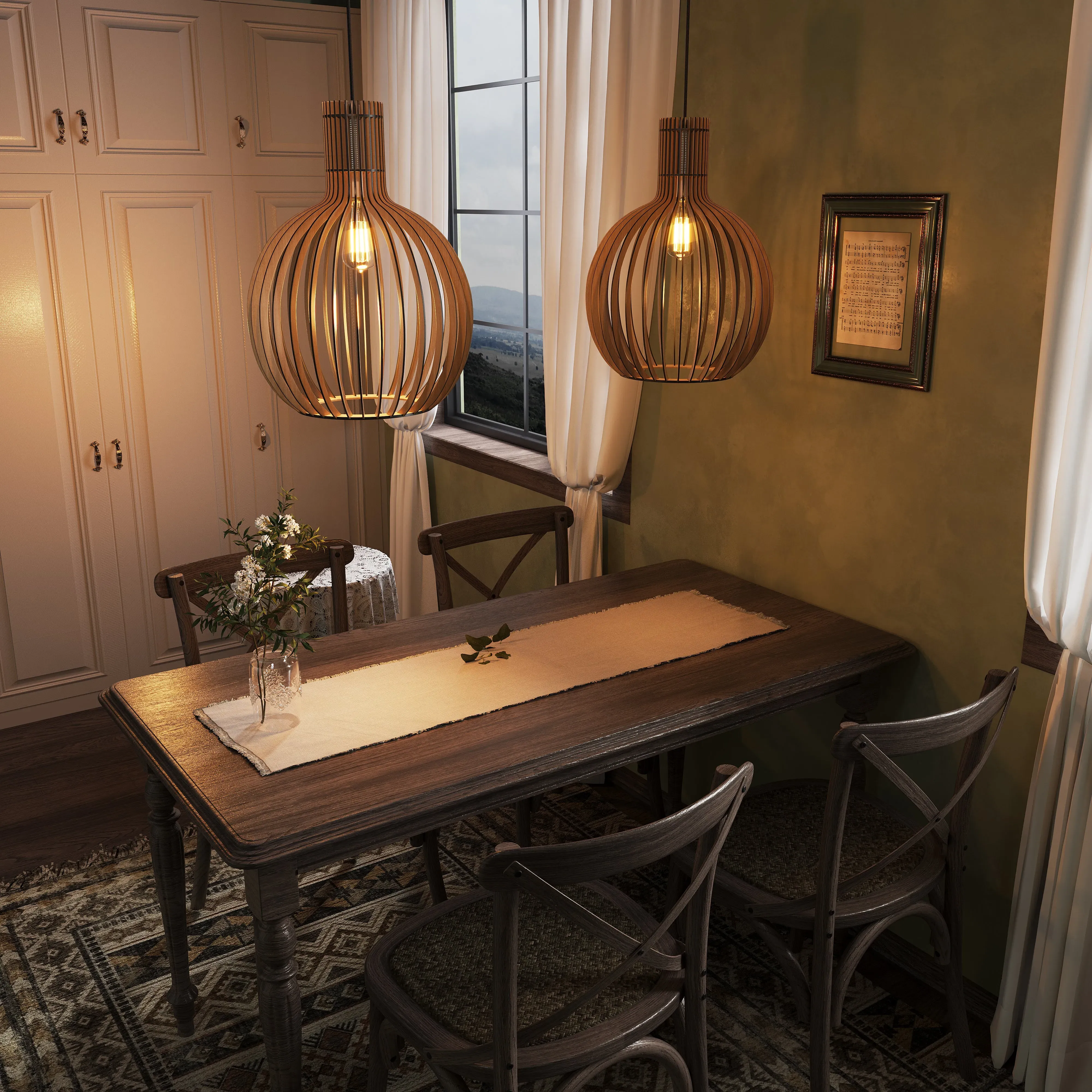 Tonka Scandinavian LED Wood Pendant Light - Natural/White/Black product