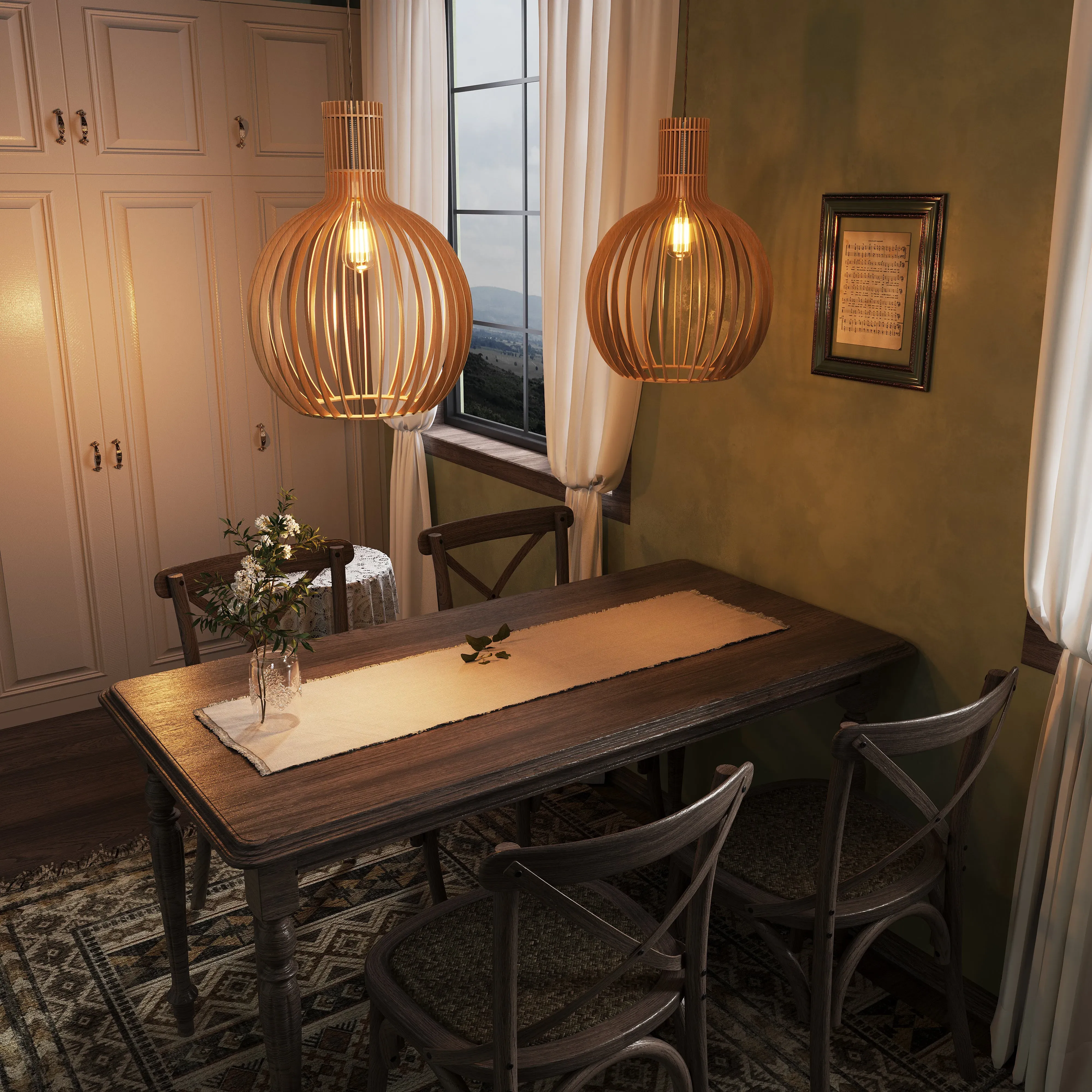 Tonka Scandinavian LED Wood Pendant Light - Wood product