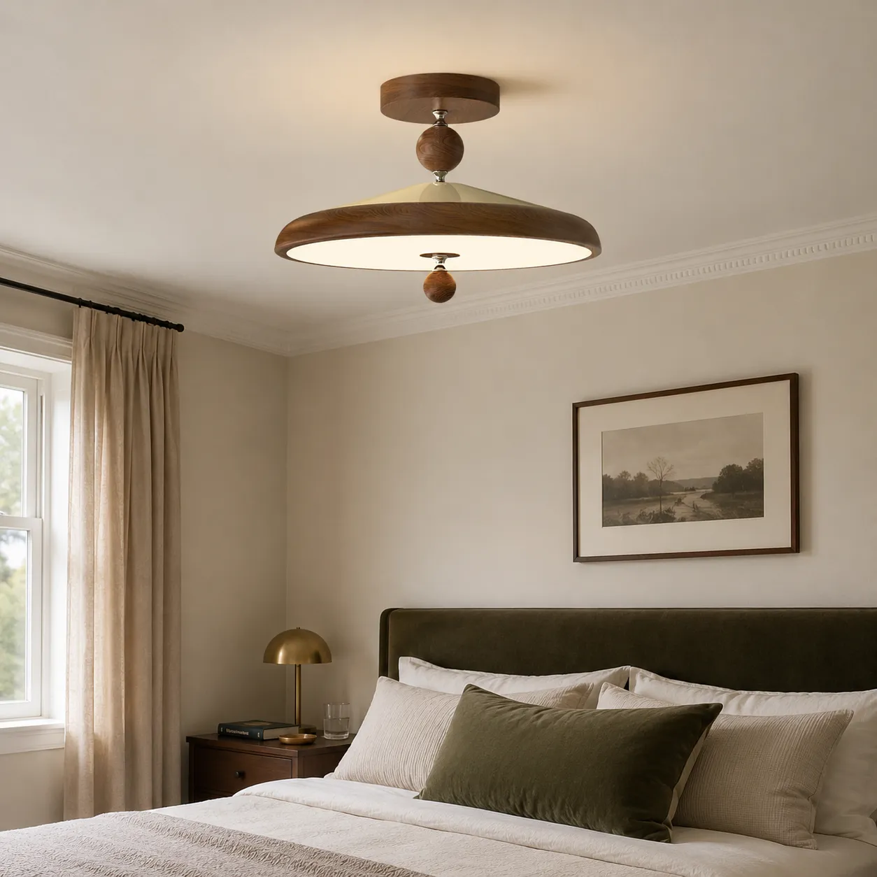 Two Globe Flush Mount Ceiling Light - Walnut, Iron product