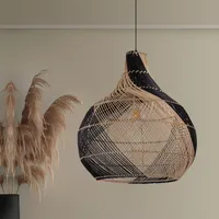 Dewlight Spiral Rattan Pendant Light - Black, Rattan alternate view