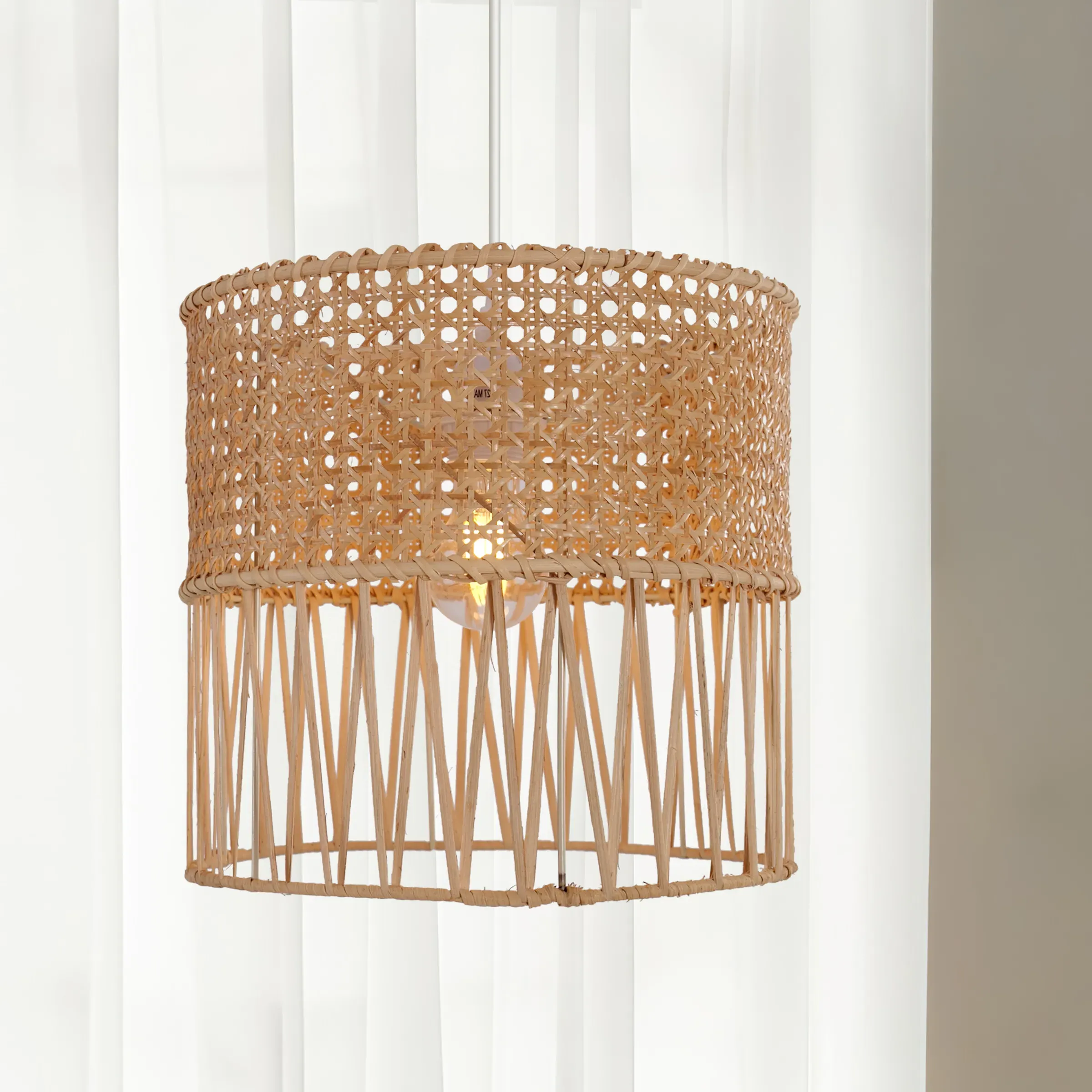 Wabi-Sabi Hand-Woven Rattan Pendant Light - Natural product