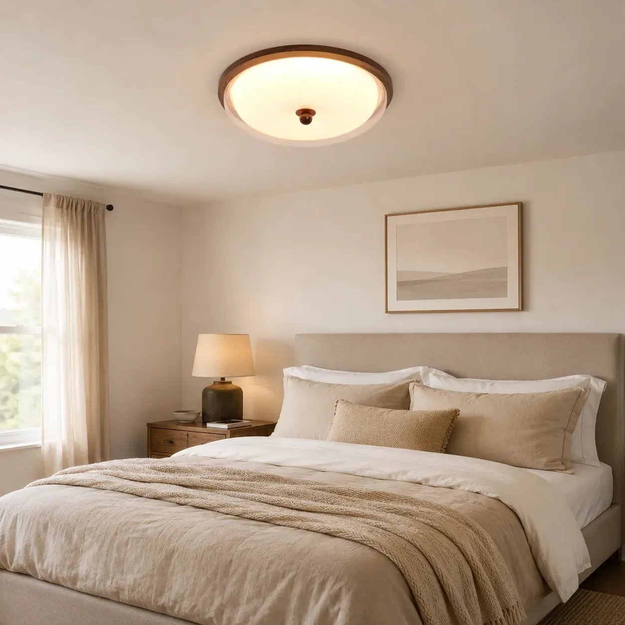 Walnut Acrylic Flush Mount Ceiling Light Colour-Changing - Walnut product