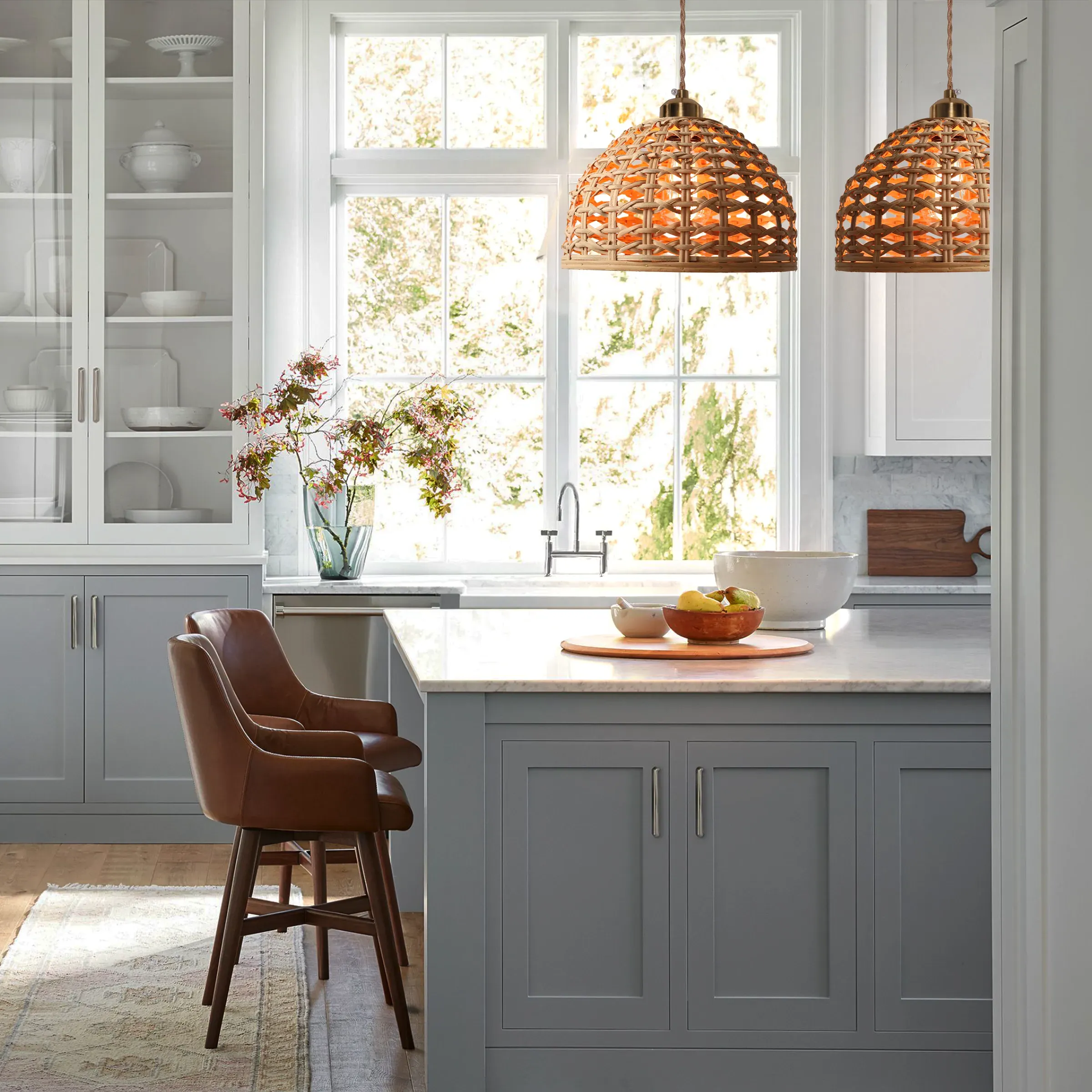 Wooden Dome Pendant Light Handwoven - Natural, Wood product