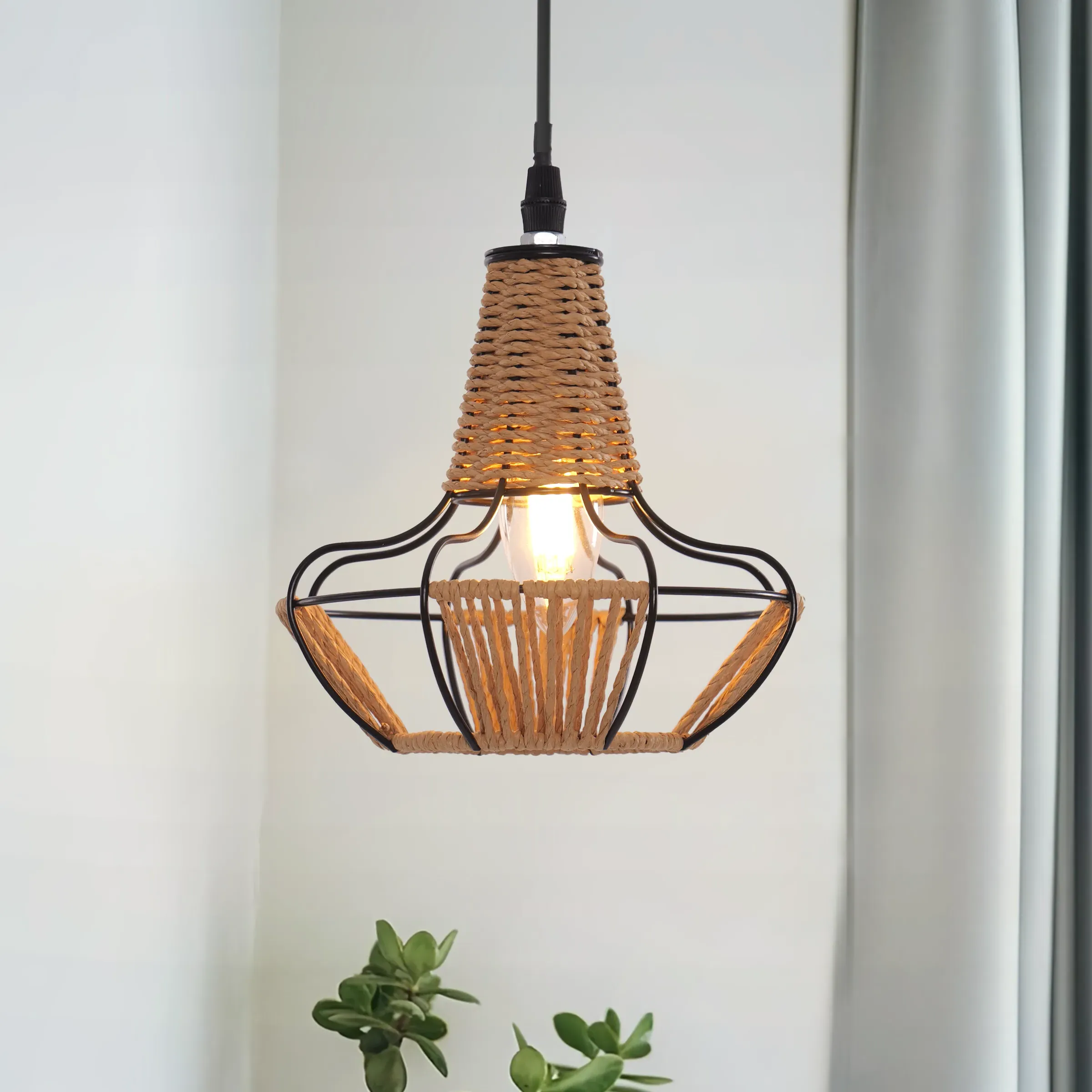 Woven Cage Pendant Light - Brown, Paper Rope