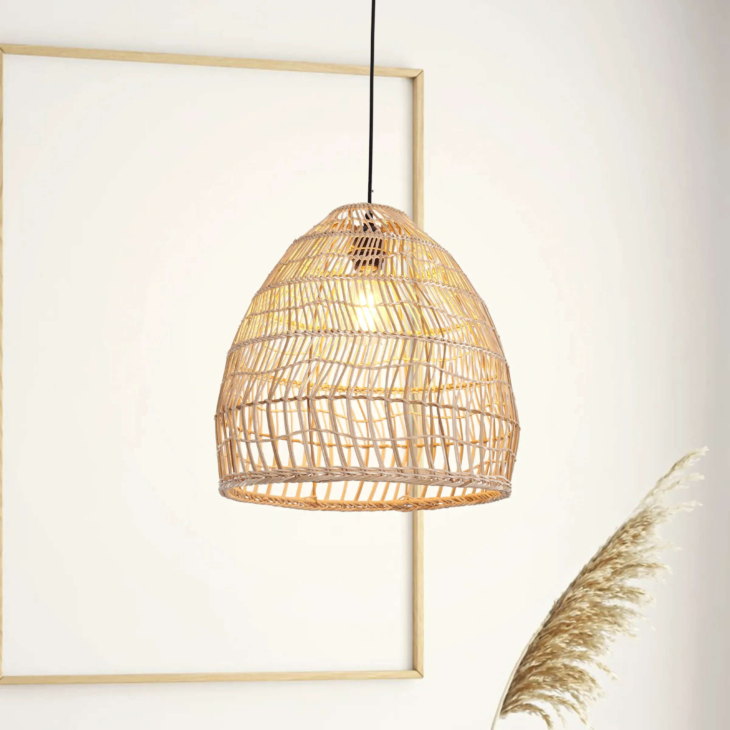 Woven Dome Pendant Light - Brown, Rattan product