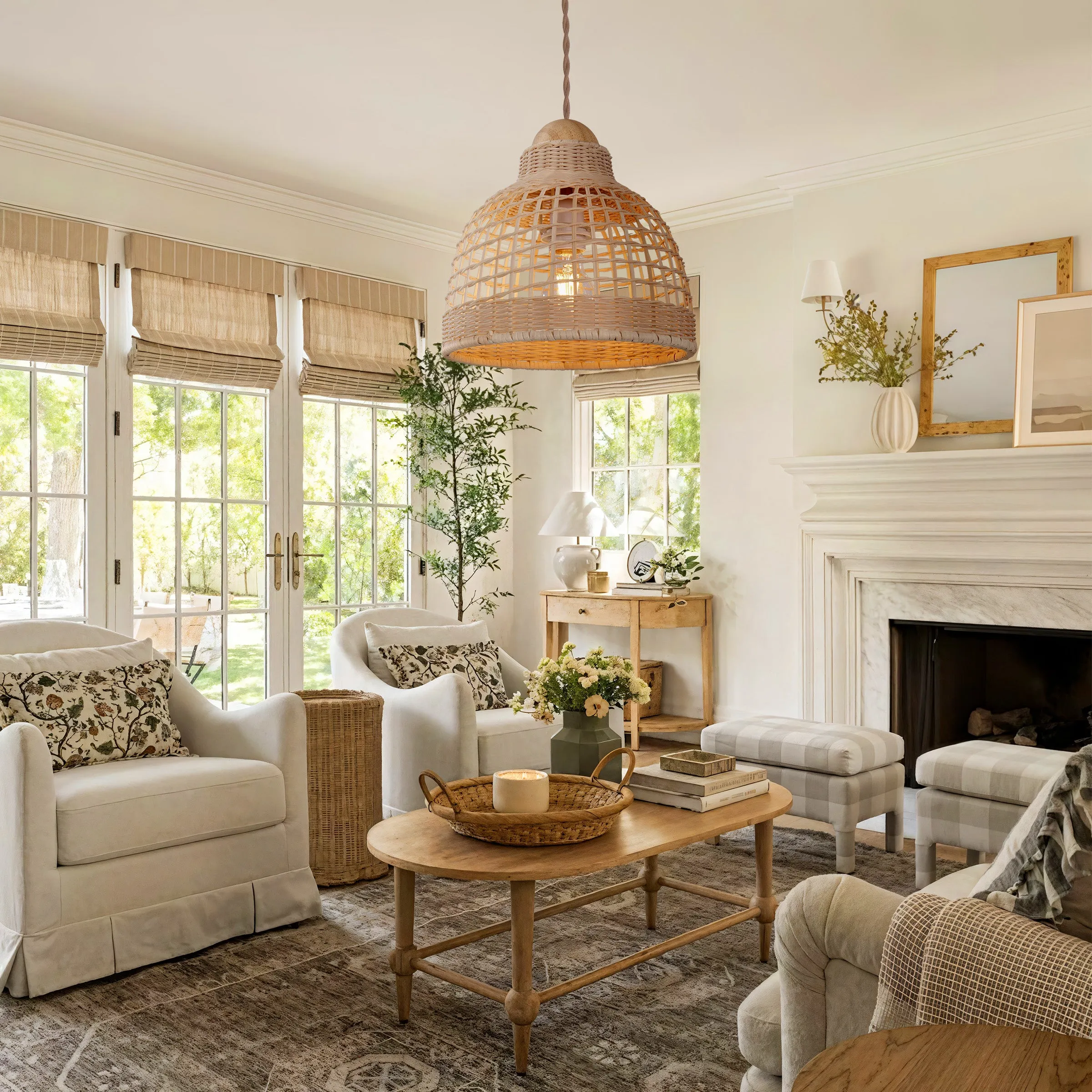 Woven Pendant Light - Natural, Rattan