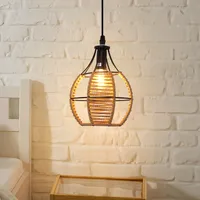 Glyph Woven Paper Rope Pendant Light - Brown, Iron alternate view