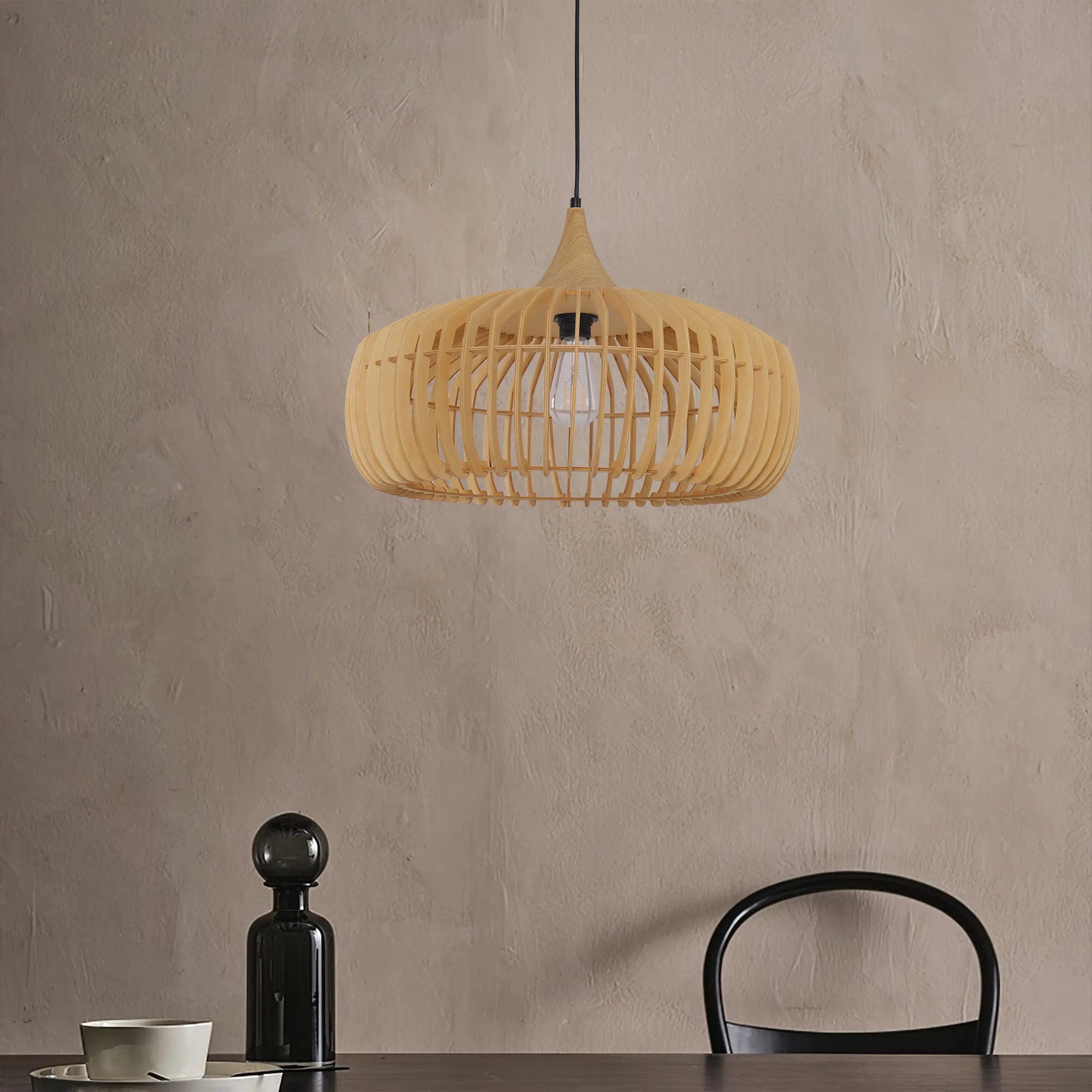 Woven Pendant Light with Adjustable Cord - Rattan