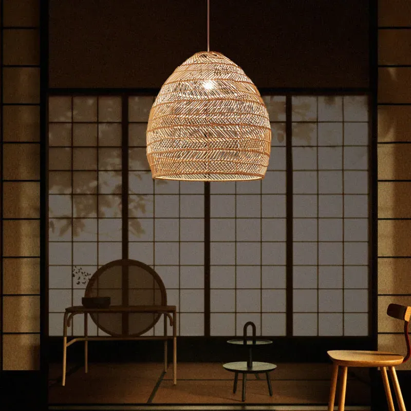 Woven Pendant Light with LED - Natural, Rattan