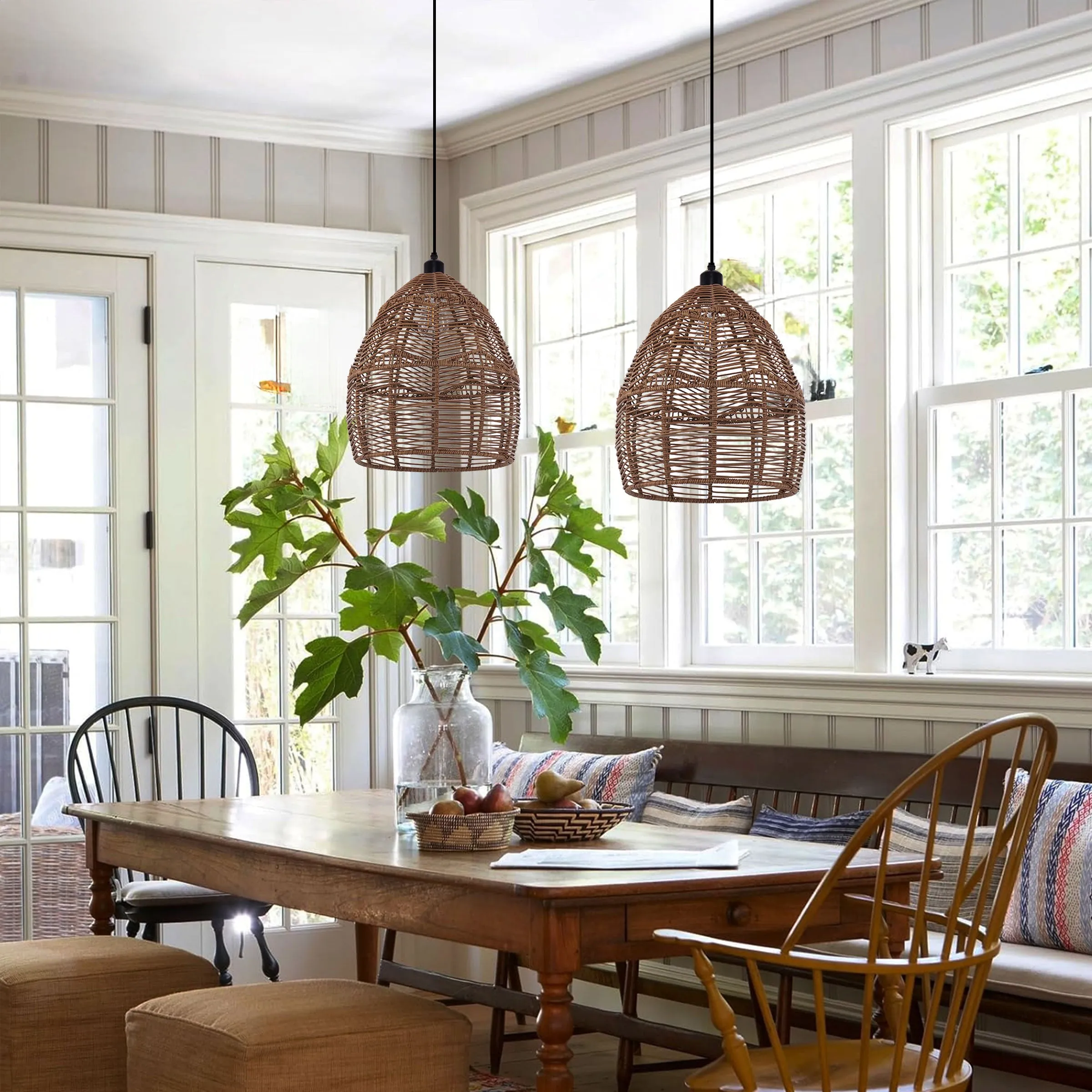 Woven Rattan Pendant Light - Brown, Rattan & Iron product