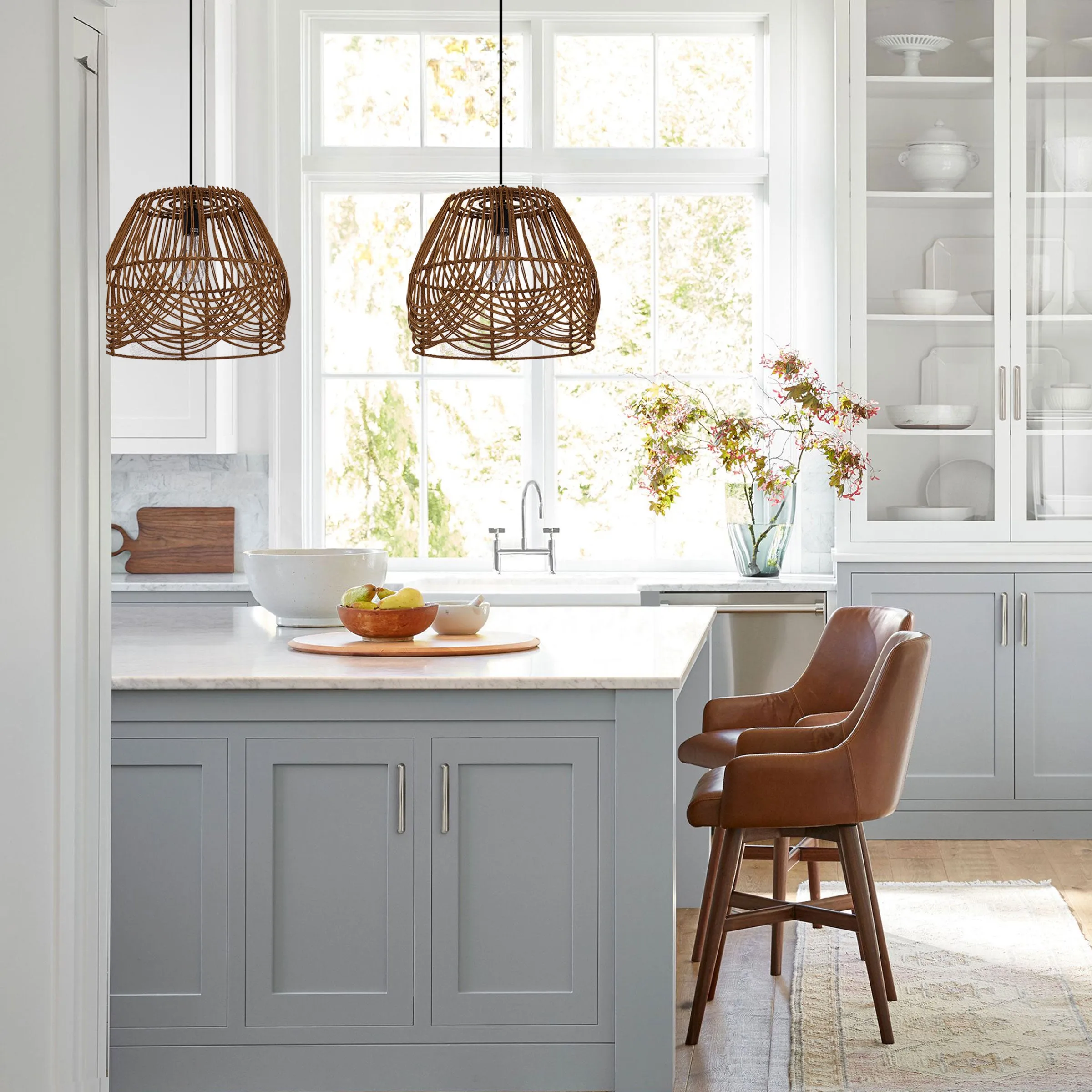 Woven Rattan Pendant Light - Brown, Rattan product