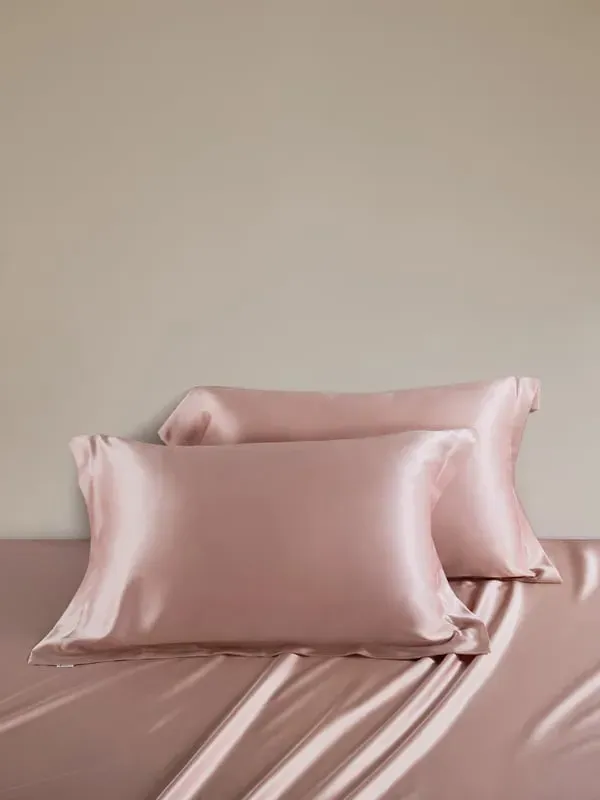 100 Silk Pillowcase 25 Momme Envelope Closure 2Pcs - Rosy Pink, Silk alternate view
