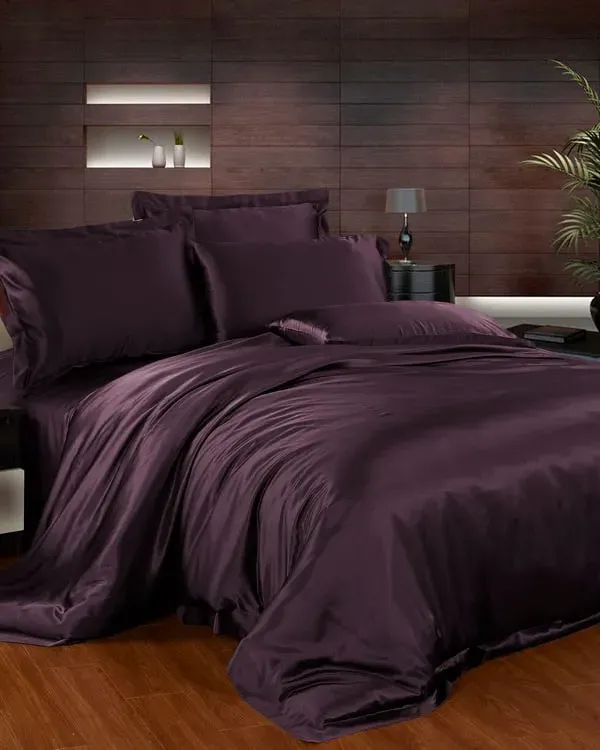 22 Momme Seamless Charmeuse Super King Duvet Cover - Deep Purple, Silk product