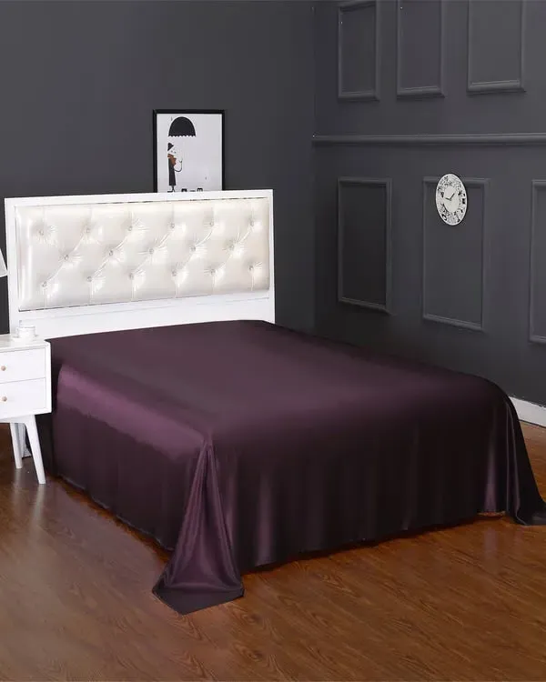 22 Momme Seamless Silk Flat Sheet Single - Deep Purple product