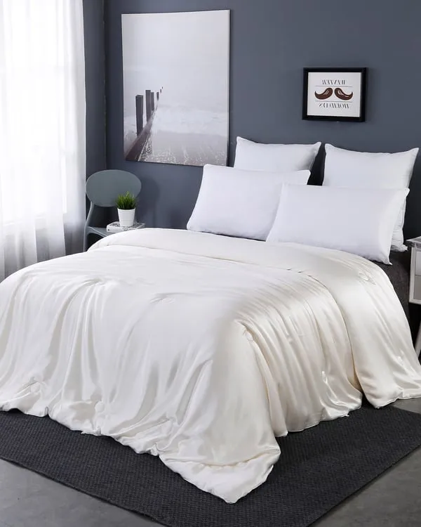 All Season Silk Duvet Single - White, Charmeuse Silk product