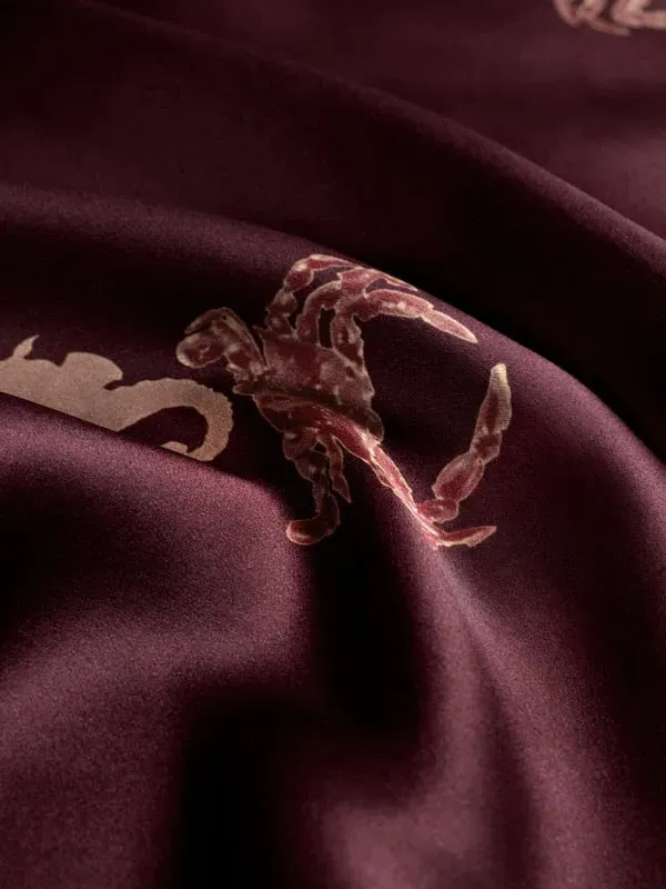 Cancer Zodiac Square Silk Pillowcase - Burgundy alternate view