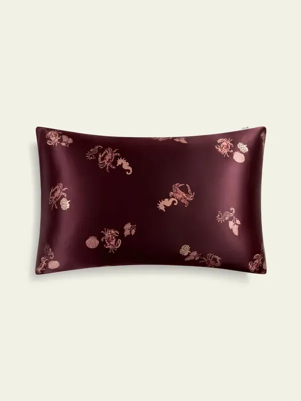 Cancer Zodiac Square Silk Pillowcase - Burgundy product
