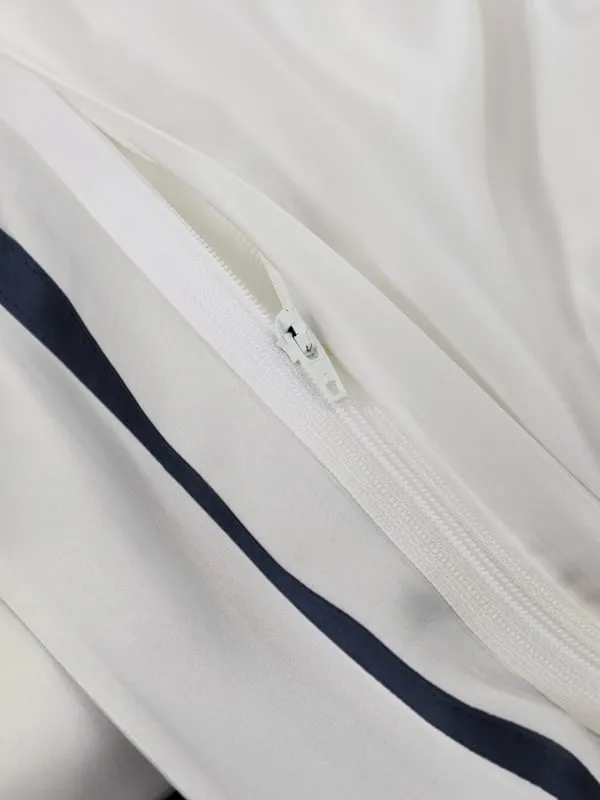 Essential Contrast-Trim Silk Bedding Set - Navy Blue alternate view