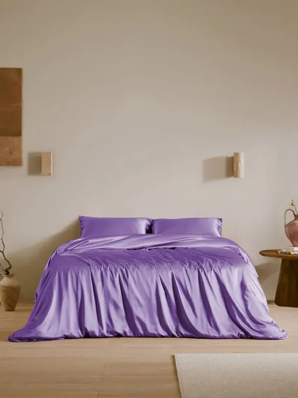 LILYSILK 22 Momme Charmeuse Silk Single Duvet Cover - Purple product
