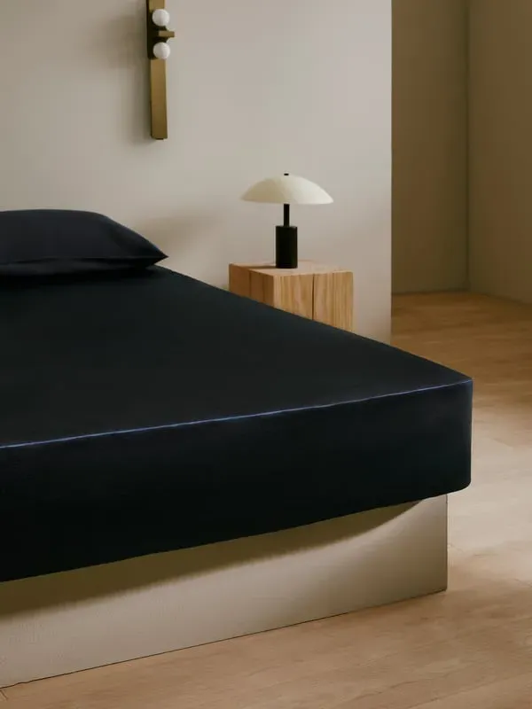 Mulberry Silk Single Fitted Sheet - Navy Blue, Silk product