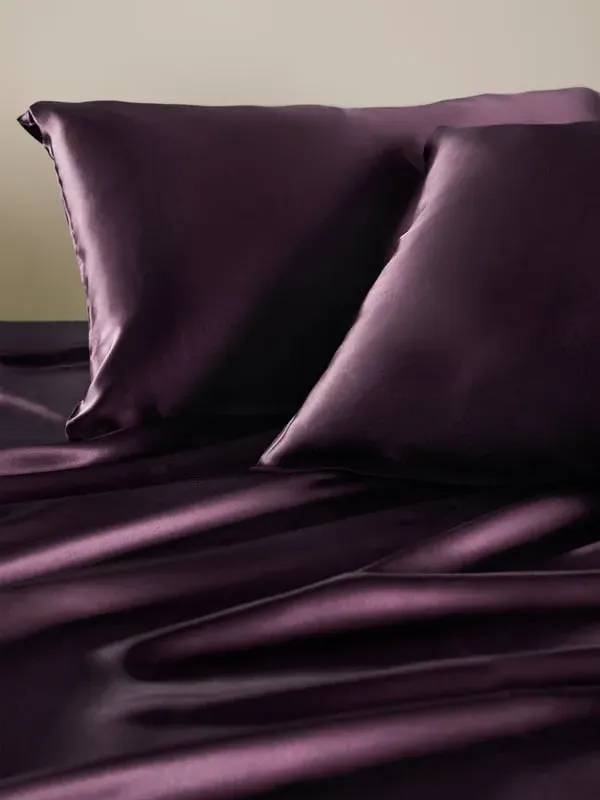 Seamless 22 Momme Silk Flat Sheet King Size - Deep Purple alternate view