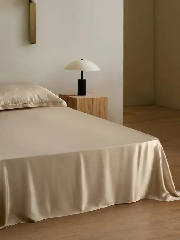 Seamless Silk Single Flat Sheet - Gravel Gold, Mulberry Silk product