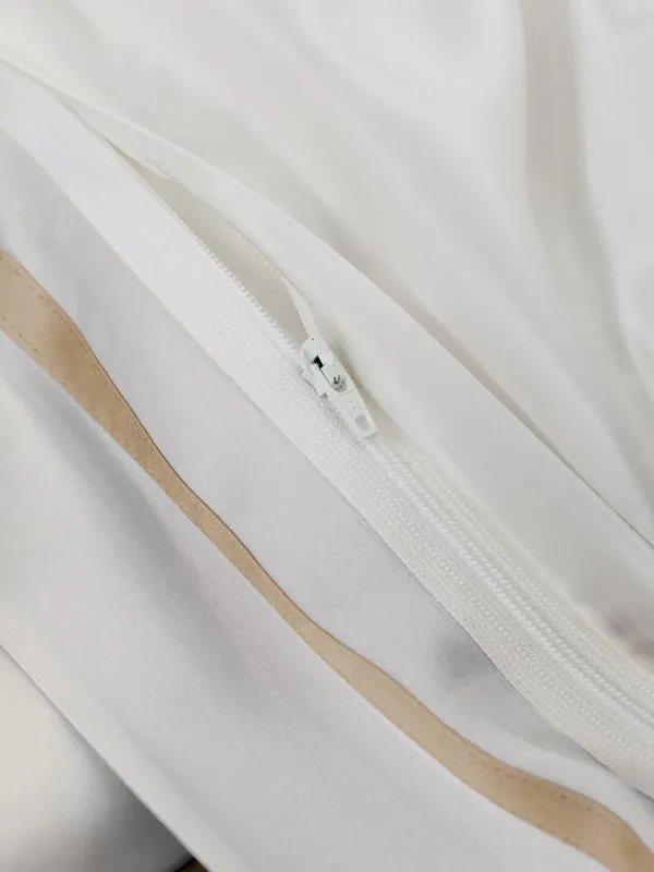 Silk Charmeuse Pillowcase with Contrast Trim - Taupe alternate view