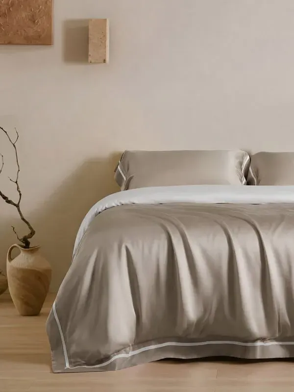 Silk Charmeuse Single Duvet Cover - Silver Grey, Silk alternate view