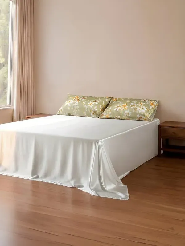 Silk Charmeuse Single Flat Sheet - Natural White product