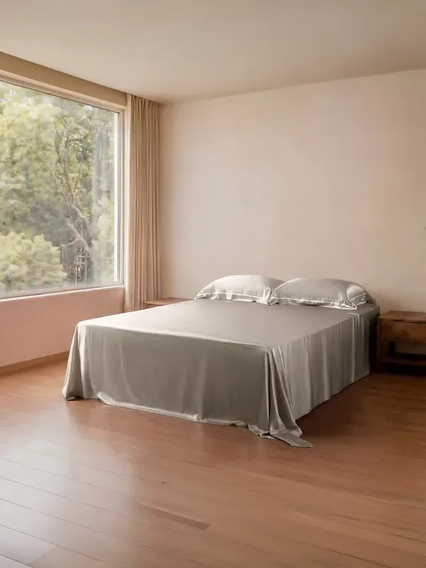 Silk Charmeuse Single Flat Sheet - Silver Grey product